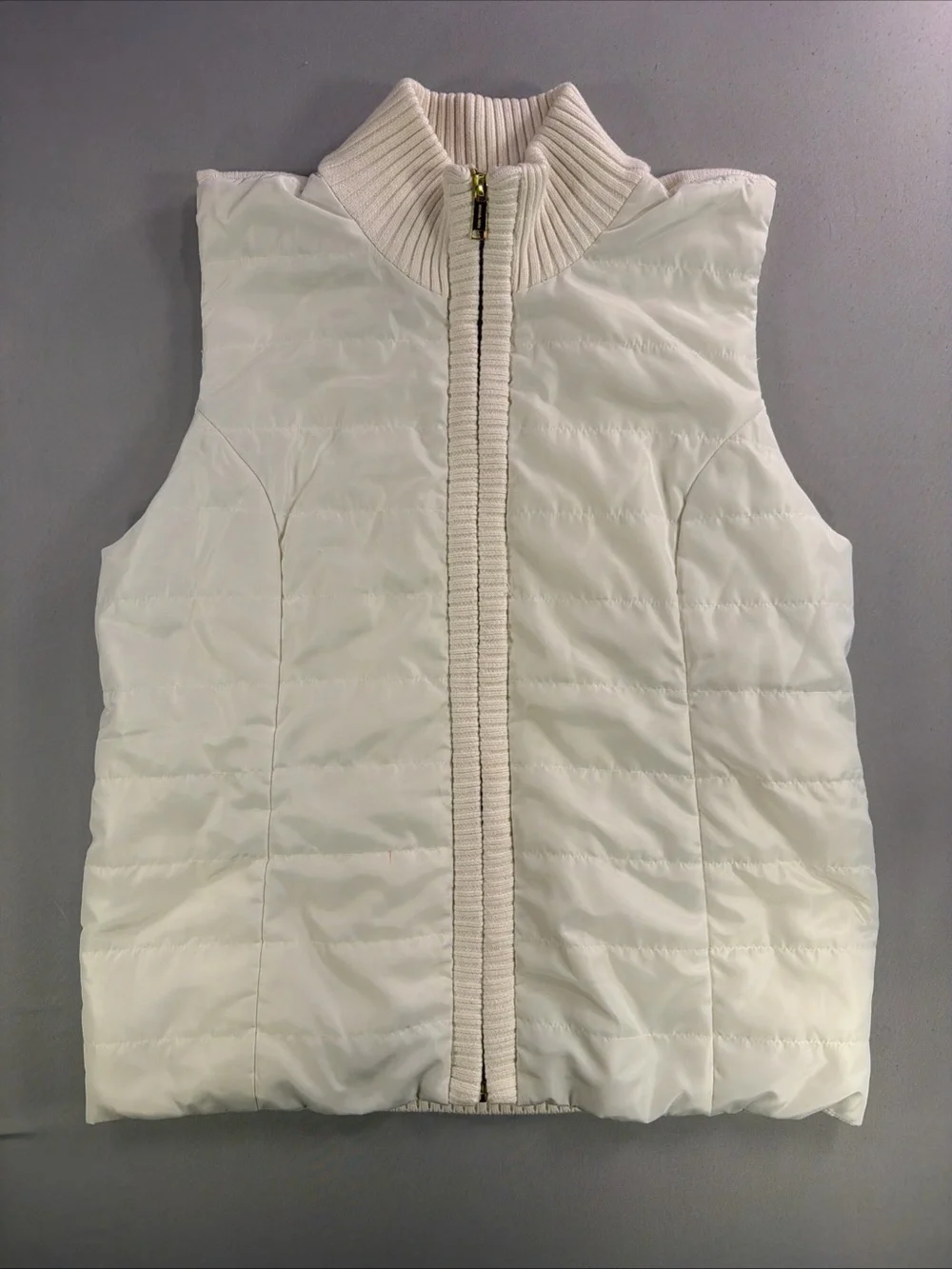 Michael Kors Cream Ribbed-Knit Zip Jacket